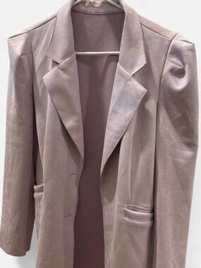 Artisan Velvet Open-Front Blazer with Structured Shoulders - Light Purpl